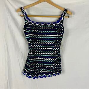 NWT Profile by Gottex Tankini Women’s Size 34D E102-1D37 Blue Swimsuit Top